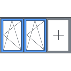 3-Vaks kunststof kozijn, 2 draaikiepramen links