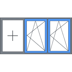3-Vaks kunststof kozijn, 2 draaikiepramen rechts
