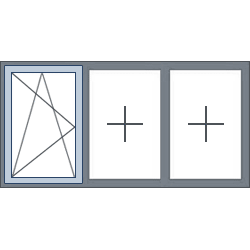 3-Vaks aluminium kozijn, 1 draaikiepraam links links