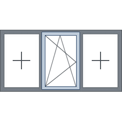 3-Vaks aluminium kozijn, 1 draaikiepraam midden links