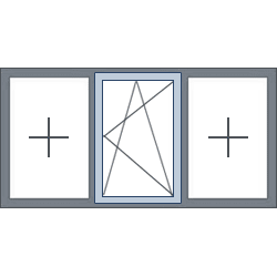 3-Vaks aluminium kozijn, 1 draaikiepraam midden rechts