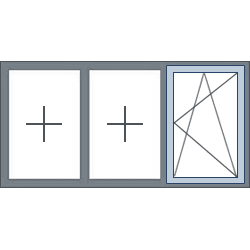 3-Vaks aluminium kozijn, 1 draaikiepraam rechts rechts