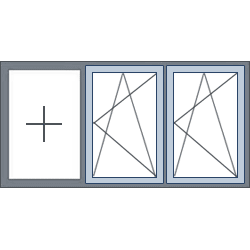 3-Vaks aluminium kozijn, 2 draaikiepramen