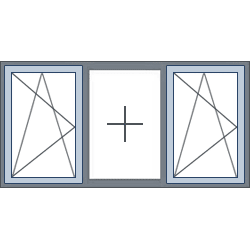 3-Vaks aluminium kozijn 2 draaikiepramen buitenzijde links
