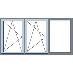 3-Vaks aluminium kozijn, 2 draaikiepramen links links