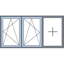 3-Vaks aluminium kozijn, 2 draaikiepramen links rechts links