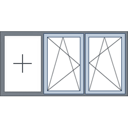 3-Vaks aluminium kozijn, 2 draaikiepramen rechts links rechts