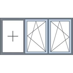 3-Vaks aluminium kozijn, 2 draaikiepramen rechts links rechts