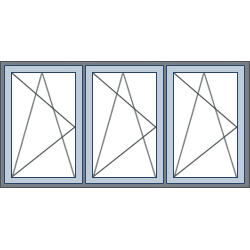 3-Vaks aluminium kozijn, 3 draaikiepramen links links links