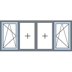 Aluminium 4 vaks kozijn met 2 draaikiepramen