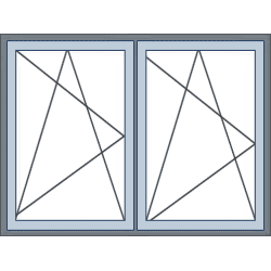 Dubbel aluminium kozijn 2 draaikiepramen beide links