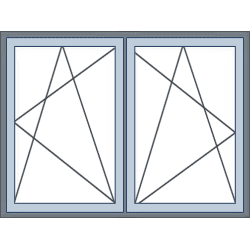 Dubbel aluminium kozijn, 2 draaikiepramen rechts links